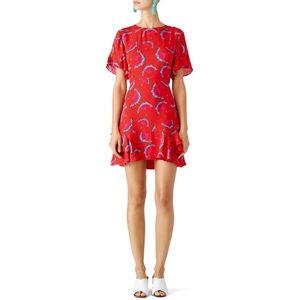 Tanya Taylor Red Pink Coral Mini Dress Size 6